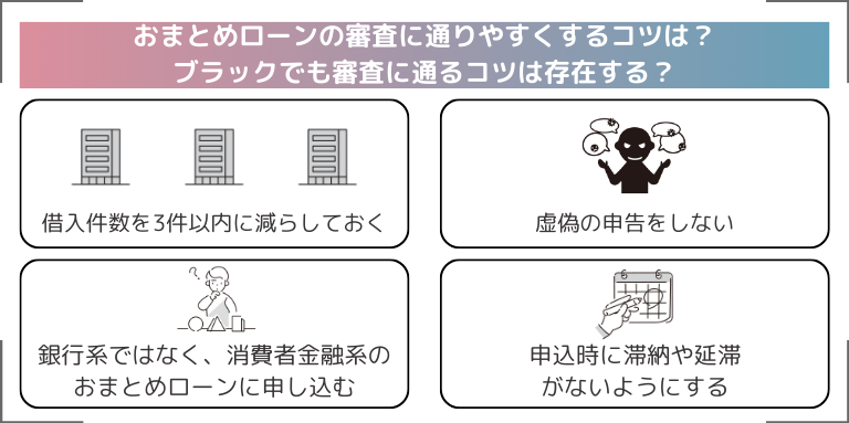 おまとめローンの審査に通りやすくするコツは？ブラックでも審査に通るコツは存在する？