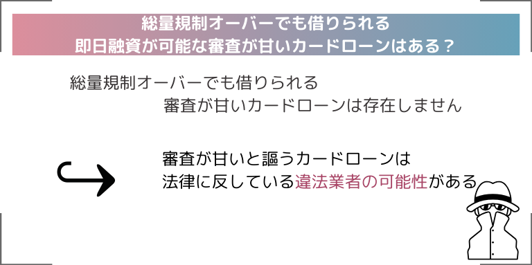 総量規制オーバーでも借りられる即日融資が可能な審査が甘いカードローンはある？