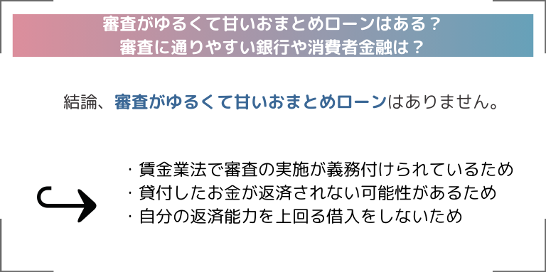 審査がゆるくて甘いおまとめローンはある？審査に通りやすい銀行や消費者金融は？