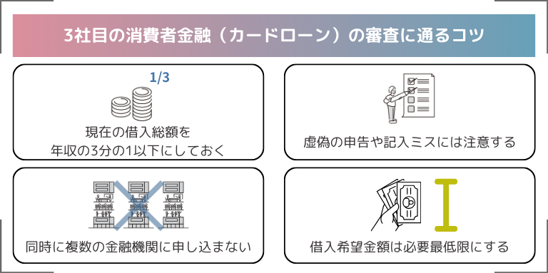 3社目の消費者金融（カードローン）の審査に通るコツ