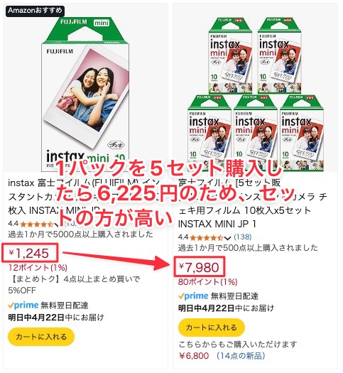 Amazonではセット販売の方が高いことも